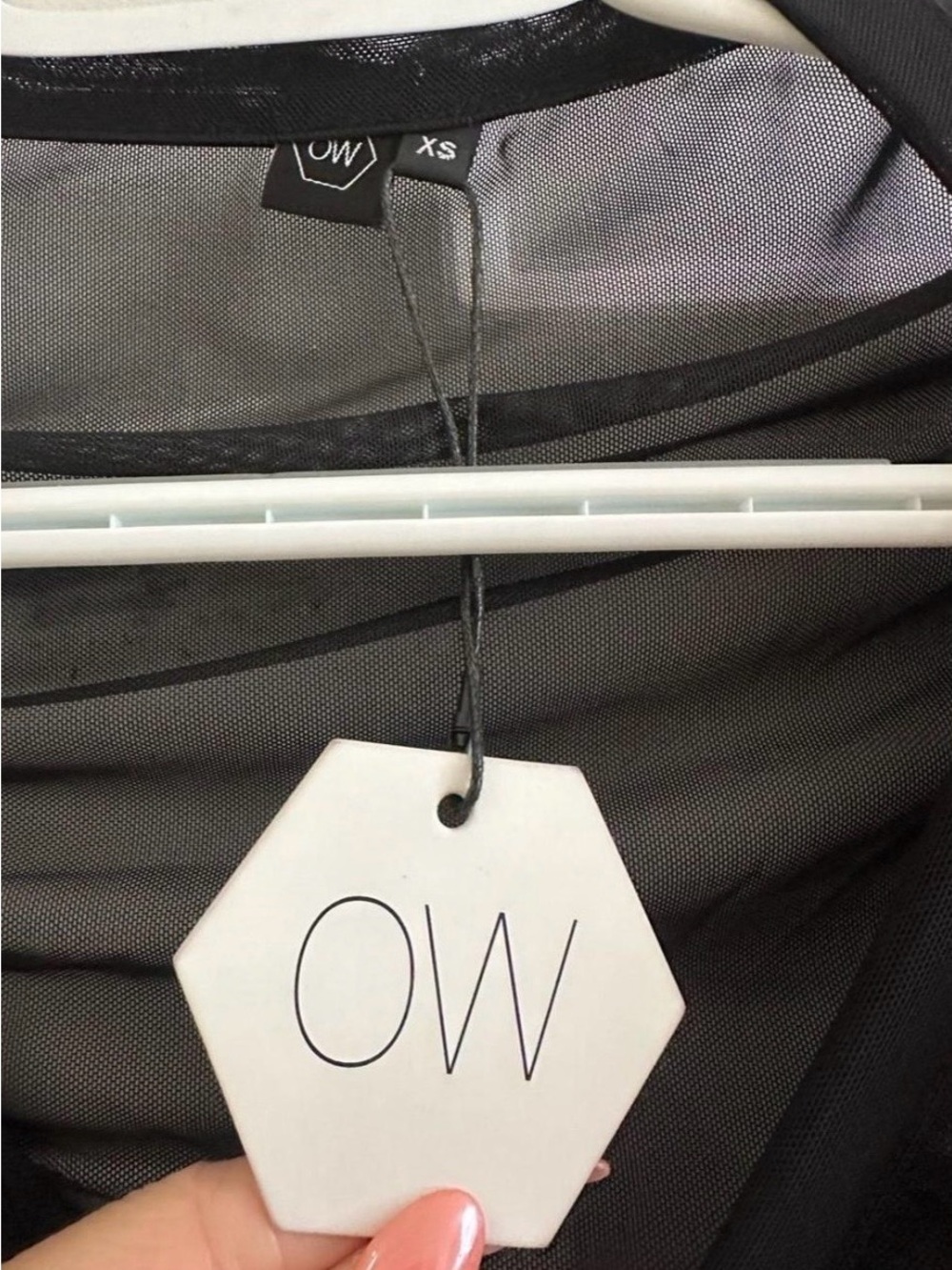 NWT: Wanted Sheer Black Ruched Button-Front Top/Sweater - Picture 5 of 6